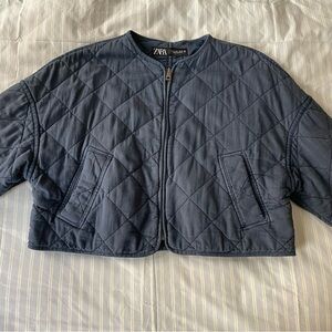 Zara Dark Blue Quilted Jacket